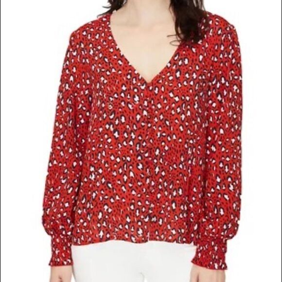 Sanctuary‎ Noelle Smocked-Sleeve Button Down Blouse size XL - Picture 1 of 7
